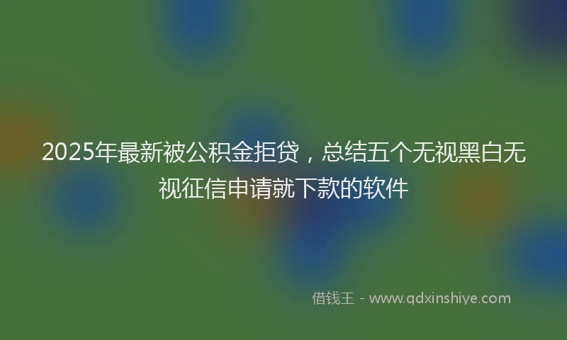 2025年最新被公积金拒贷，总结五个无视黑白无视征信申请就下款的软件