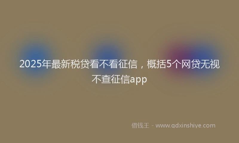 2025年最新税贷看不看征信，概括5个网贷无视不查征信app