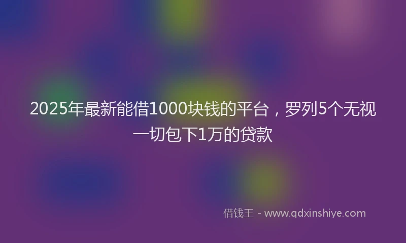 2025年最新能借1000块钱的平台，罗列5个无视一切包下1万的贷款