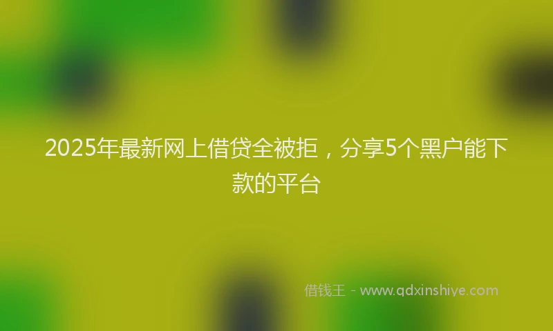 2025年最新网上借贷全被拒，分享5个黑户能下款的平台