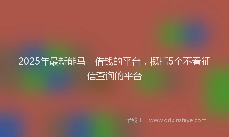 2025年最新能马上借钱的平台，概括5个不看征信查询的平台
