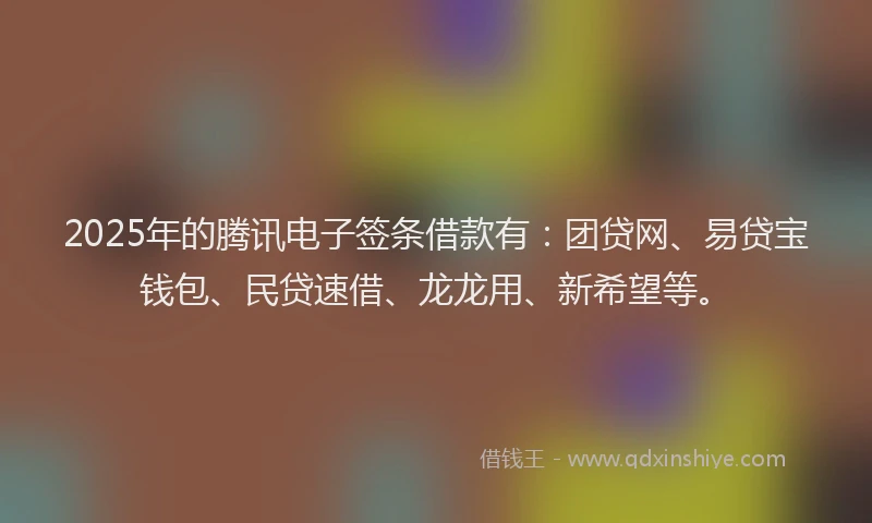 2025年的腾讯电子签条借款有：团贷网、易贷宝钱包、民贷速借、龙龙用、新希望等。