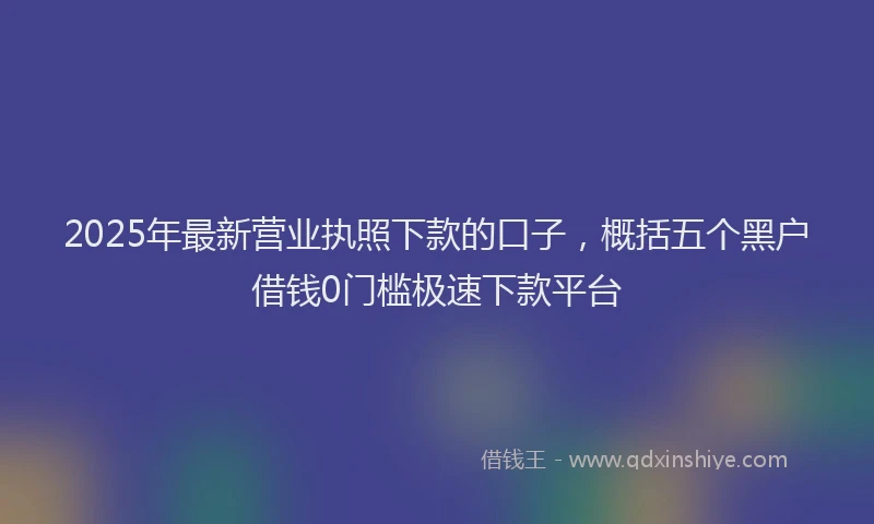 2025年最新营业执照下款的口子，概括五个黑户借钱0门槛极速下款平台