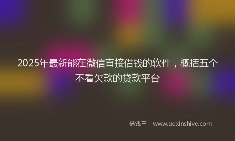 2025年最新能在微信直接借钱的软件，概括五个不看欠款的贷款平台