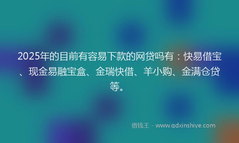 2025年的目前有容易下款的网贷吗有：快易借宝、现金易融宝盒、金瑞快借、羊小购、金满仓贷等。