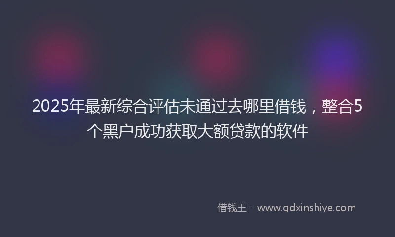 2025年最新综合评估未通过去哪里借钱，整合5个黑户成功获取大额贷款的软件