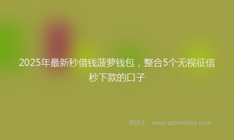 2025年最新秒借钱菠萝钱包，整合5个无视征信秒下款的口子