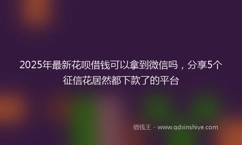 2025年最新花呗借钱可以拿到微信吗，分享5个征信花居然都下款了的平台