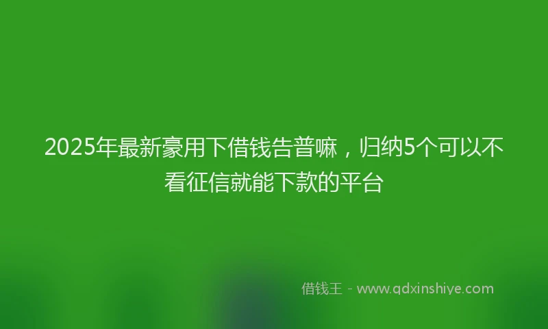 2025年最新豪用下借钱告普嘛，归纳5个可以不看征信就能下款的平台