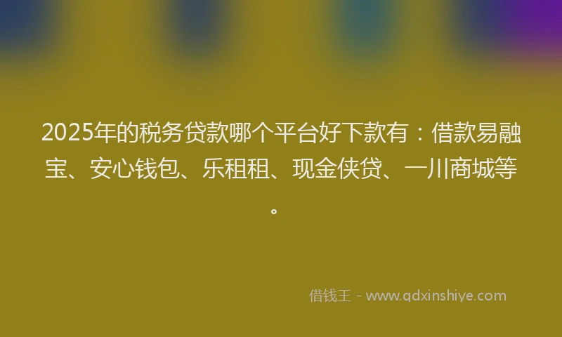 2025年的税务贷款哪个平台好下款有：借款易融宝、安心钱包、乐租租、现金侠贷、一川商城等。