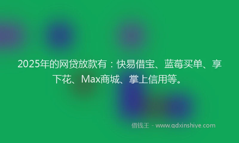 2025年的网贷放款有：快易借宝、蓝莓买单、享下花、Max商城、掌上信用等。