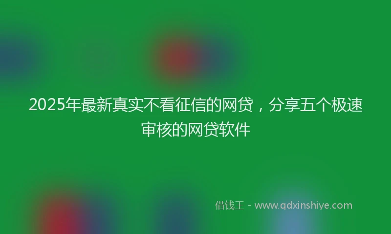 2025年最新真实不看征信的网贷，分享五个极速审核的网贷软件