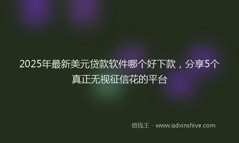 2025年最新美元贷款软件哪个好下款，分享5个真正无视征信花的平台
