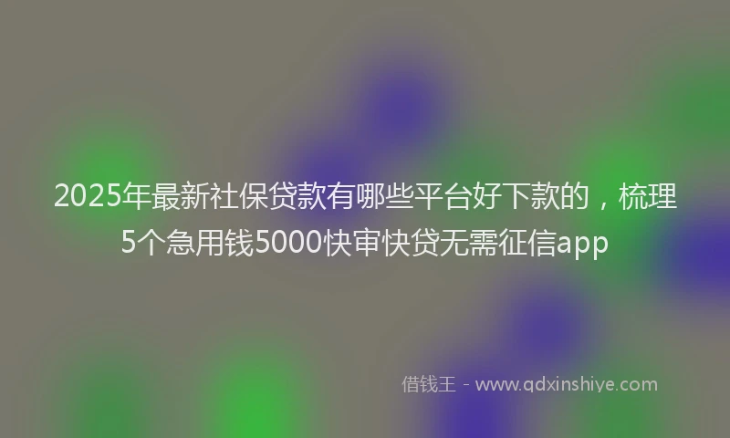 2025年最新社保贷款有哪些平台好下款的，梳理5个急用钱5000快审快贷无需征信app