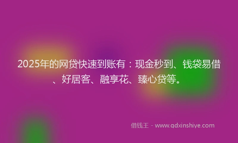2025年的网贷快速到账有：现金秒到、钱袋易借、好居客、融享花、臻心贷等。