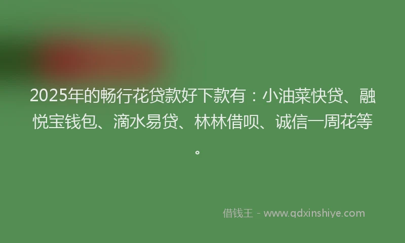 2025年的畅行花贷款好下款有：小油菜快贷、融悦宝钱包、滴水易贷、林林借呗、诚信一周花等。