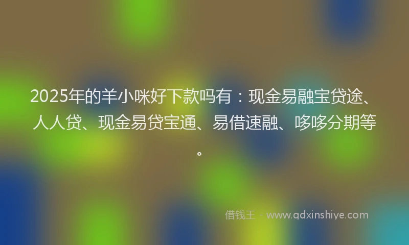 2025年的羊小咪好下款吗有：现金易融宝贷途、人人贷、现金易贷宝通、易借速融、哆哆分期等。