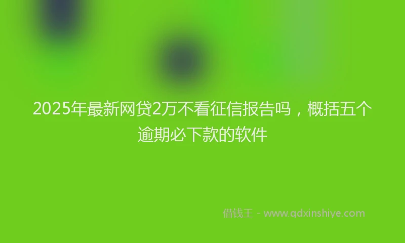 2025年最新网贷2万不看征信报告吗，概括五个逾期必下款的软件