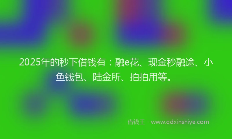 2025年的秒下借钱有：融e花、现金秒融途、小鱼钱包、陆金所、拍拍用等。