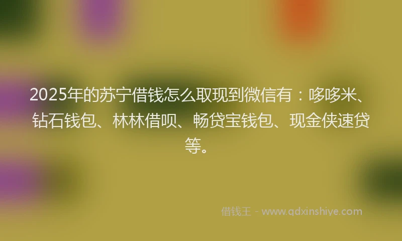 2025年的苏宁借钱怎么取现到微信有：哆哆米、钻石钱包、林林借呗、畅贷宝钱包、现金侠速贷等。