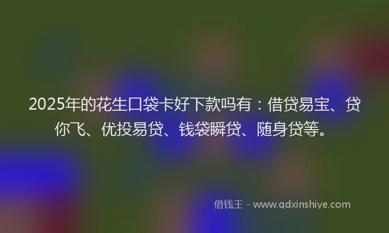 2025年的花生口袋卡好下款吗有：借贷易宝、贷你飞、优投易贷、钱袋瞬贷、随身贷等。