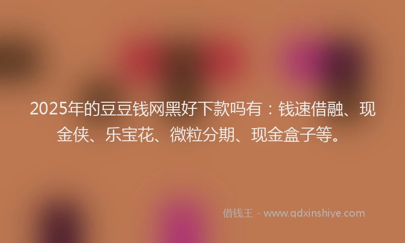 2025年的豆豆钱网黑好下款吗有：钱速借融、现金侠、乐宝花、微粒分期、现金盒子等。
