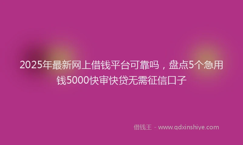 2025年最新网上借钱平台可靠吗，盘点5个急用钱5000快审快贷无需征信口子