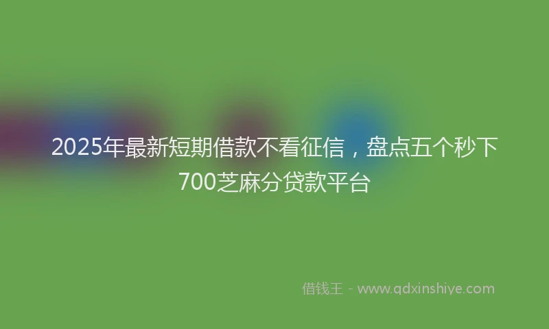 2025年最新短期借款不看征信，盘点五个秒下700芝麻分贷款平台