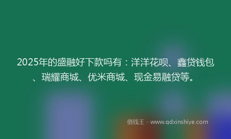 2025年的盛融好下款吗有：洋洋花呗、鑫贷钱包、瑞耀商城、优米商城、现金易融贷等。