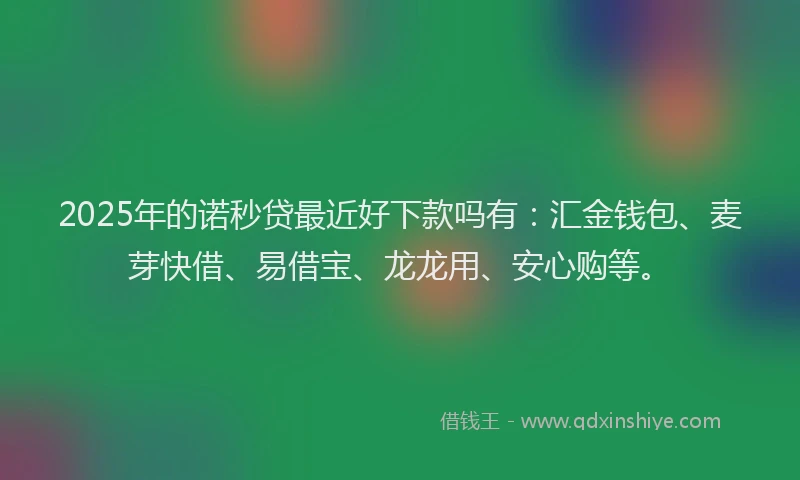 2025年的诺秒贷最近好下款吗有：汇金钱包、麦芽快借、易借宝、龙龙用、安心购等。