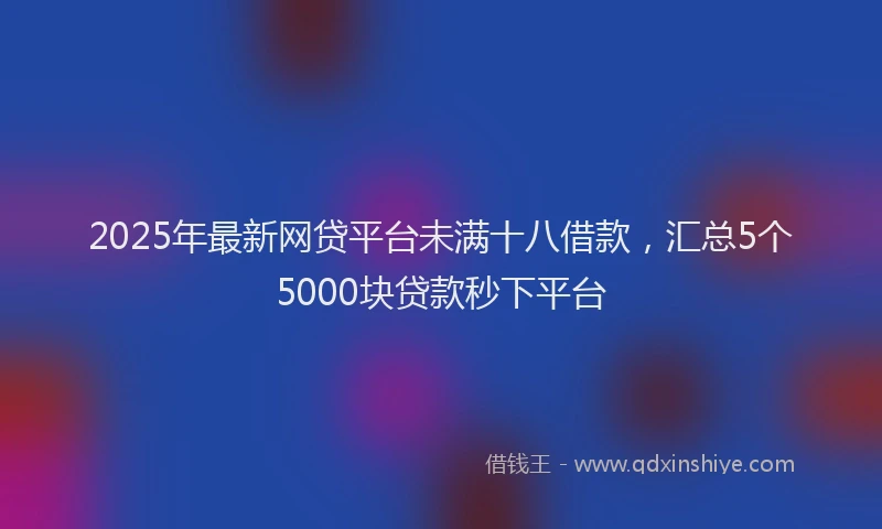 2025年最新网贷平台未满十八借款，汇总5个5000块贷款秒下平台