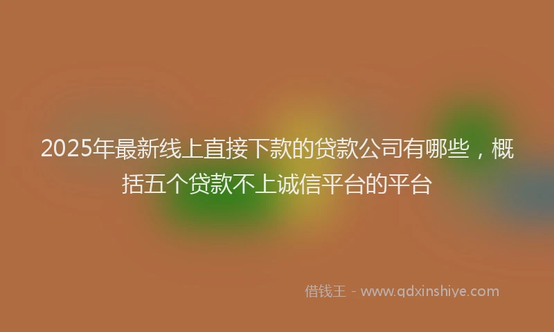 2025年最新线上直接下款的贷款公司有哪些，概括五个贷款不上诚信平台的平台