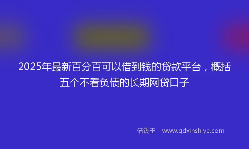 2025年最新百分百可以借到钱的贷款平台，概括五个不看负债的长期网贷口子