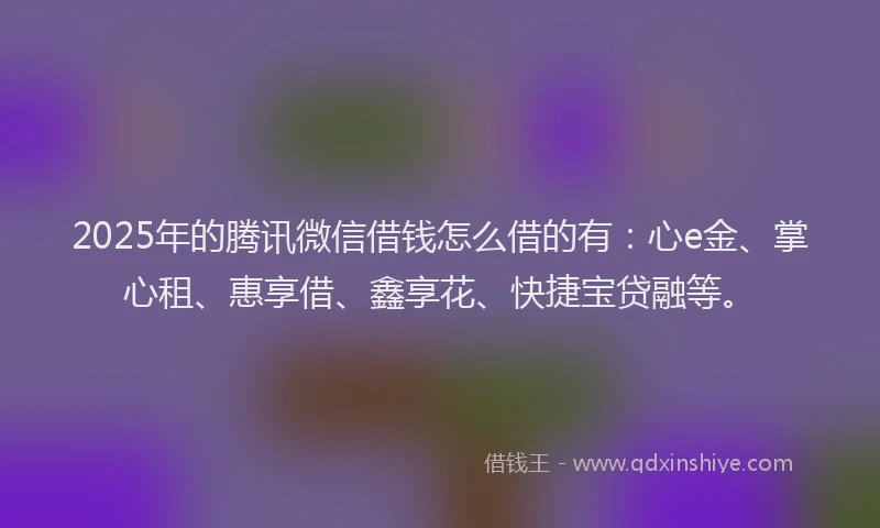 2025年的腾讯微信借钱怎么借的有：心e金、掌心租、惠享借、鑫享花、快捷宝贷融等。