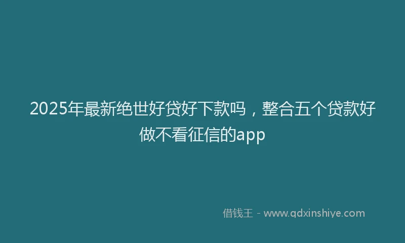 2025年最新绝世好贷好下款吗，整合五个贷款好做不看征信的app