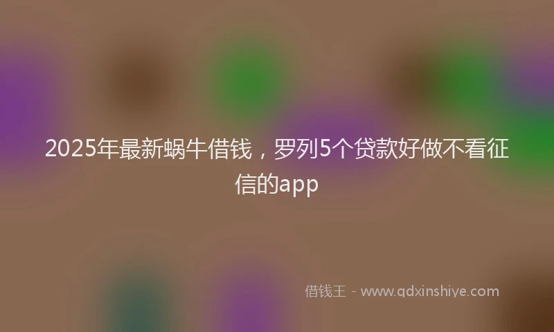 2025年最新蜗牛借钱，罗列5个贷款好做不看征信的app