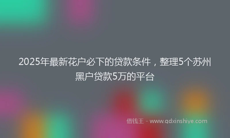 2025年最新花户必下的贷款条件，整理5个苏州黑户贷款5万的平台