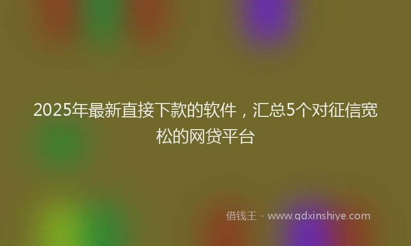 2025年最新直接下款的软件，汇总5个对征信宽松的网贷平台