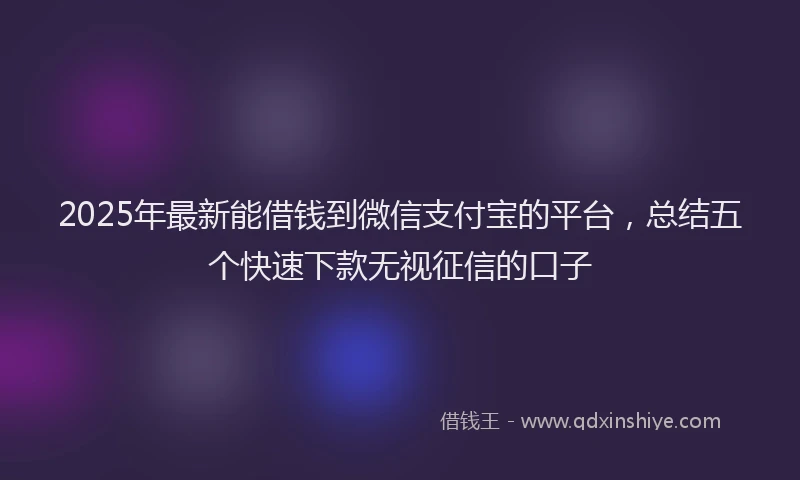 2025年最新能借钱到微信支付宝的平台，总结五个快速下款无视征信的口子