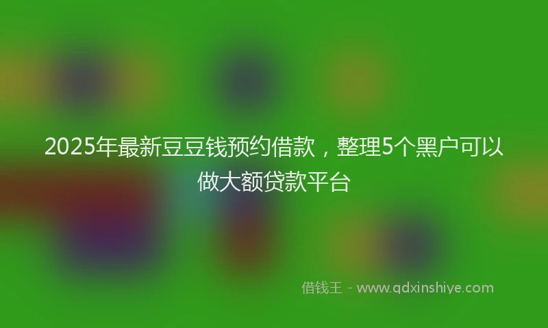 2025年最新豆豆钱预约借款，整理5个黑户可以做大额贷款平台
