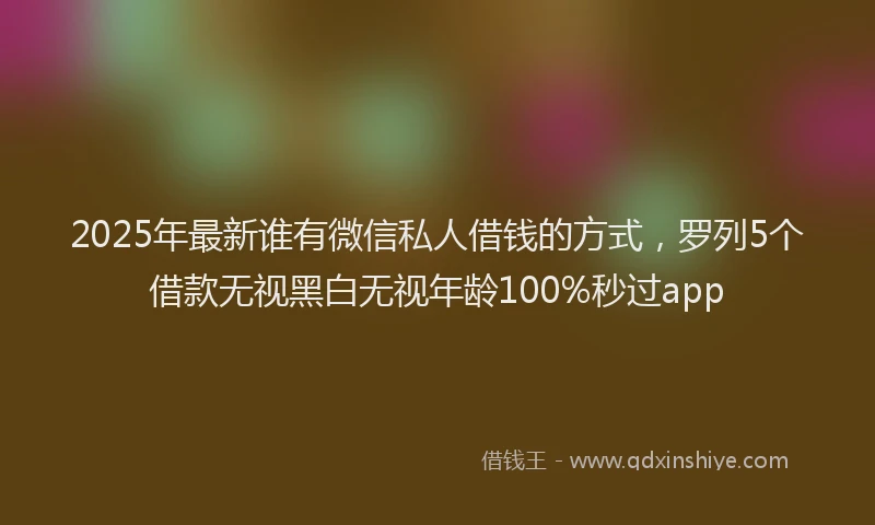 2025年最新谁有微信私人借钱的方式，罗列5个借款无视黑白无视年龄100%秒过app