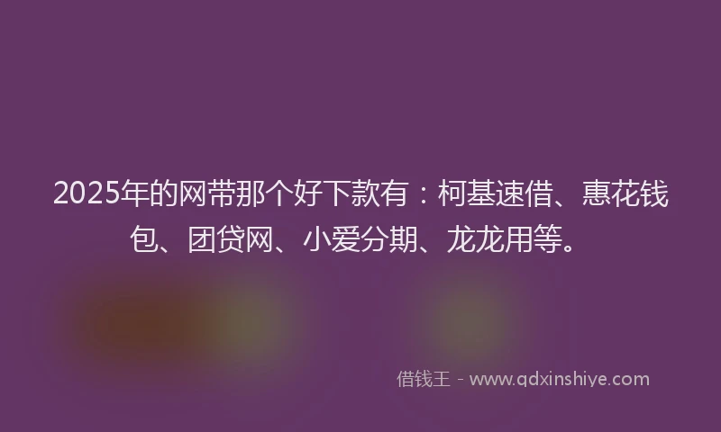 2025年的网带那个好下款有：柯基速借、惠花钱包、团贷网、小爱分期、龙龙用等。