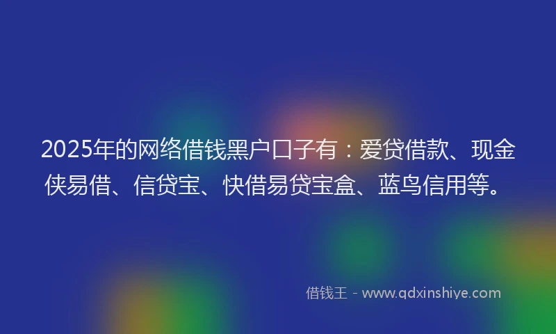 2025年的网络借钱黑户口子有：爱贷借款、现金侠易借、信贷宝、快借易贷宝盒、蓝鸟信用等。