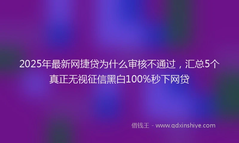 2025年最新网捷贷为什么审核不通过，汇总5个真正无视征信黑白100%秒下网贷