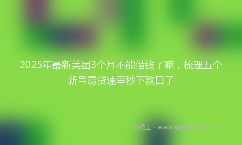 2025年最新美团3个月不能借钱了嘛，梳理五个新号易贷速审秒下款口子