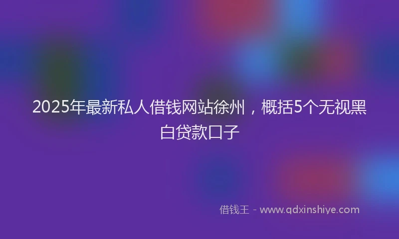 2025年最新私人借钱网站徐州，概括5个无视黑白贷款口子