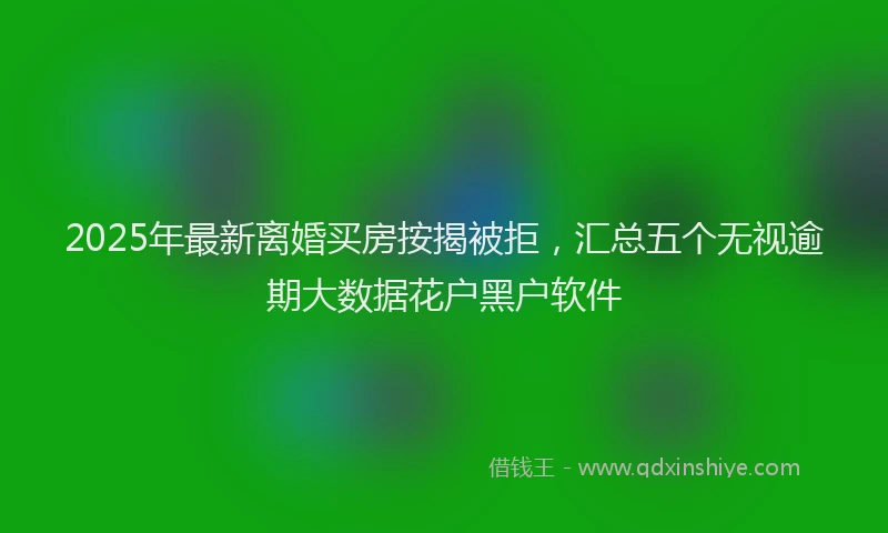 2025年最新离婚买房按揭被拒，汇总五个无视逾期大数据花户黑户软件
