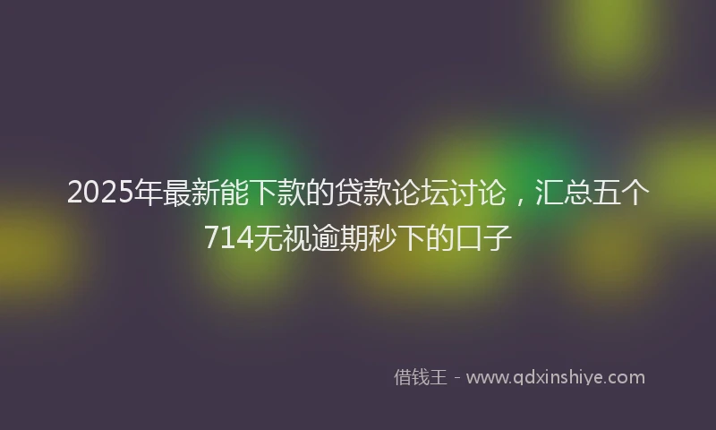 2025年最新能下款的贷款论坛讨论，汇总五个714无视逾期秒下的口子