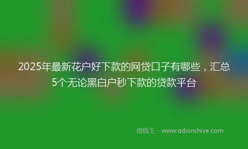 2025年最新花户好下款的网贷口子有哪些，汇总5个无论黑白户秒下款的贷款平台
