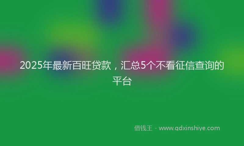 2025年最新百旺贷款，汇总5个不看征信查询的平台